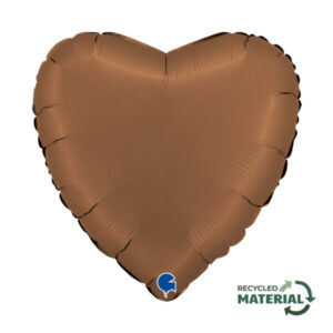 Inima Satin Chocolate cu heliu 46 cm